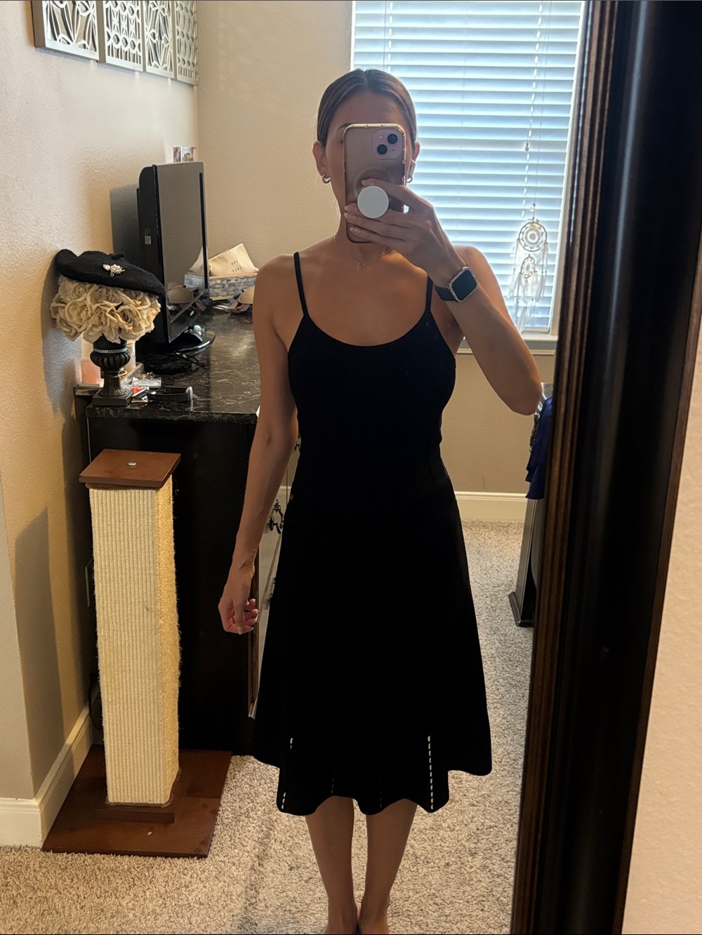 Sandro Paris Black Spaghetti-Strap Midi Dress